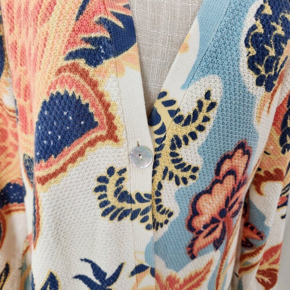 Soft Surroundings Sweater Womens M Chambray Paisley Marin Cardigan Midi Tunic - Picture 3 of 13